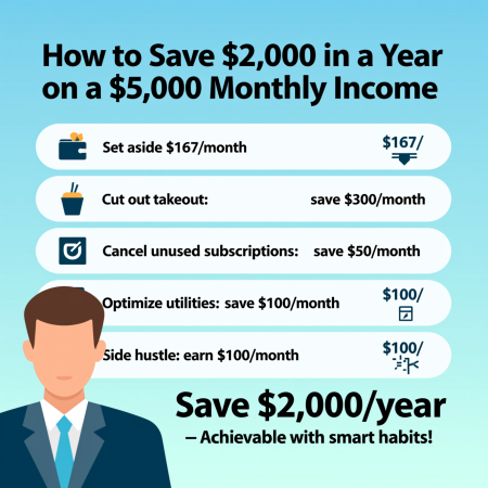 How to Save 2000 Dollars in a Year on a 5000 Monthly Income